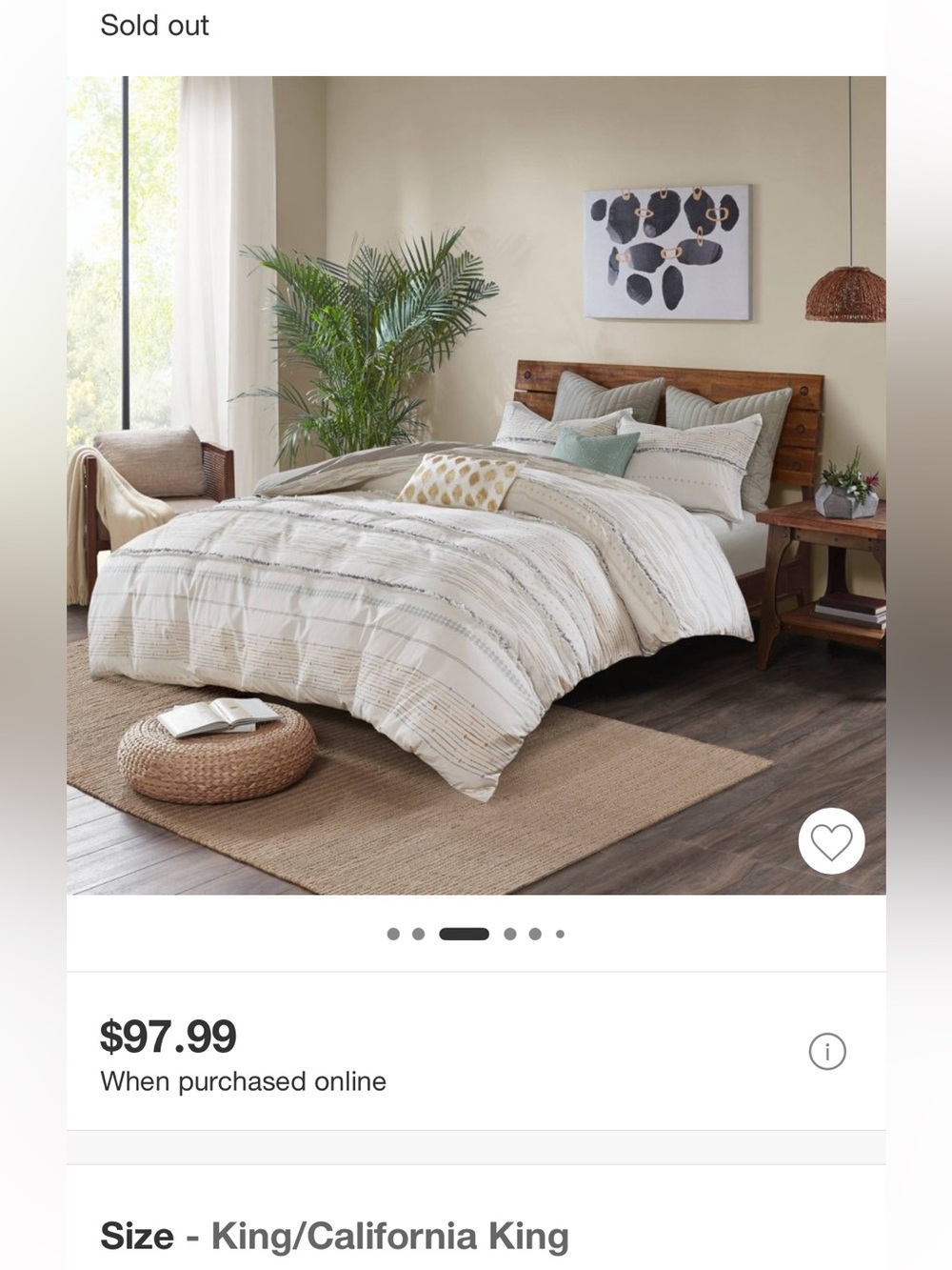 Ink+Ivy Nea Neutral Stripe Fringe King Duvet Cover & shams boho shabby chic - Picture 2 of 10
